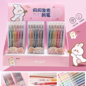 Set de lapiceros con glitter x 6unds