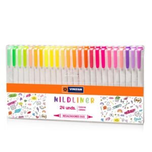 Plumón Resaltador Vinifan Mildliner Set de 24 unds Colores Cálidos